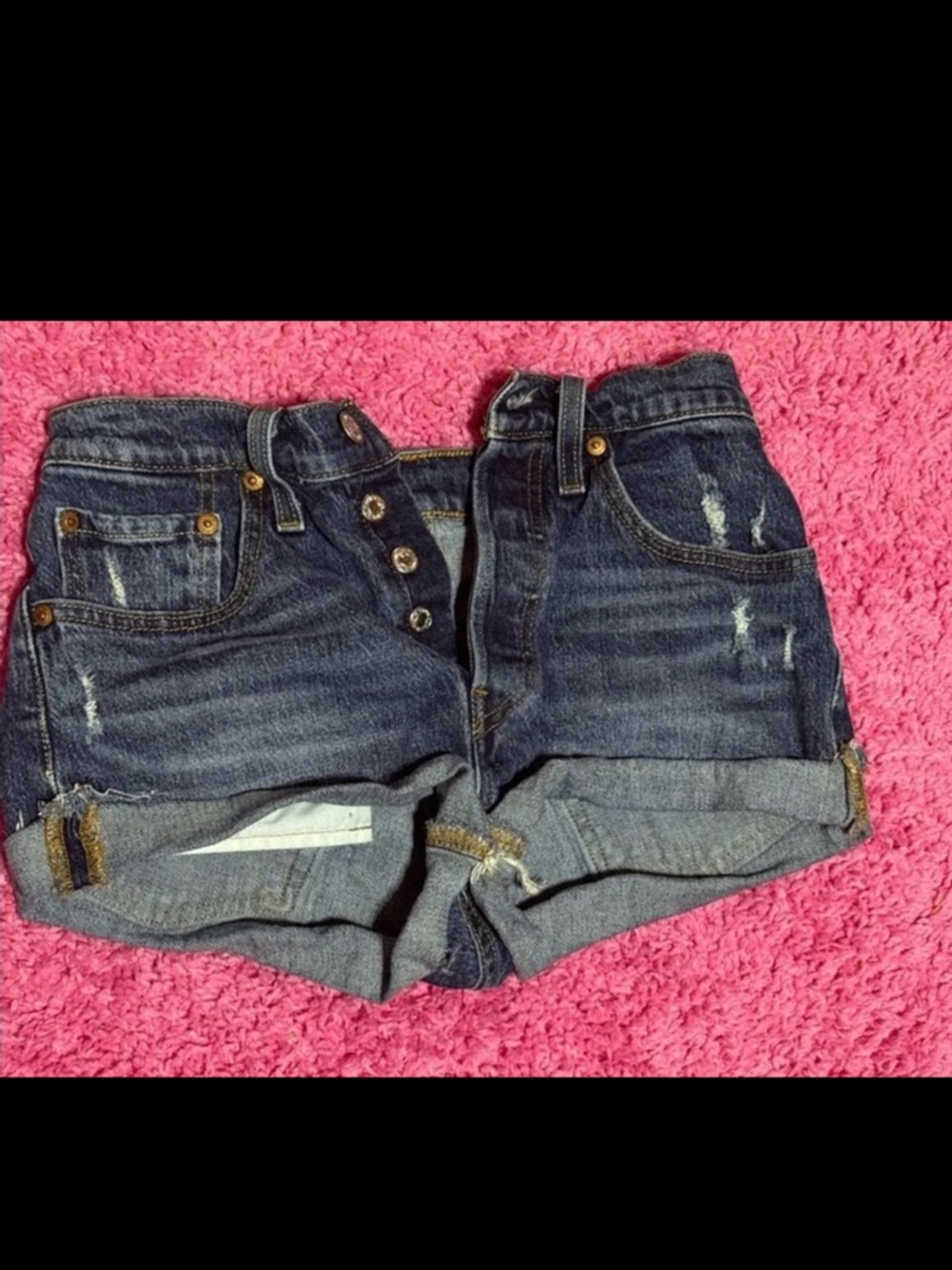 Levi's Women's Dark Wash Distressed Cuffed Denim Shorts